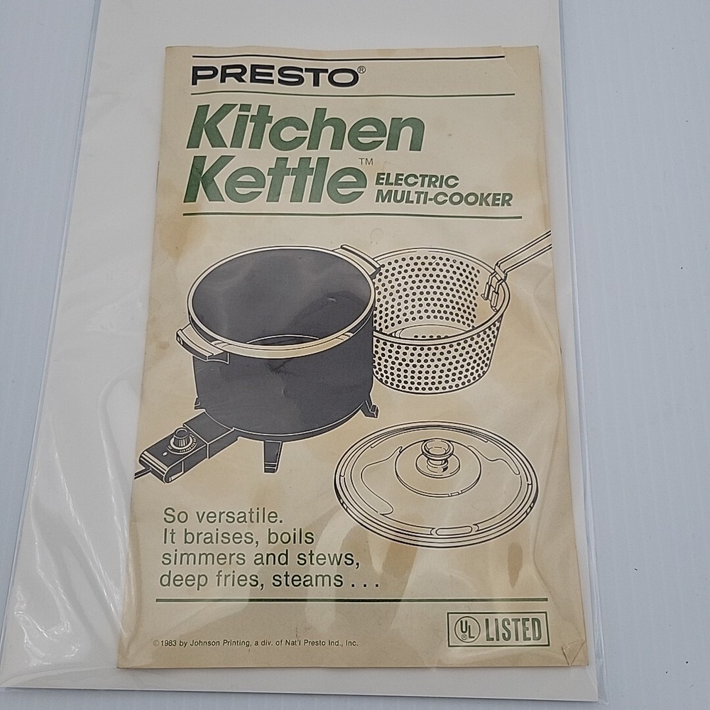 Instructions Manual Presto Kitchen Kettle 6qt‎ Multi-Cooker Replacement Part